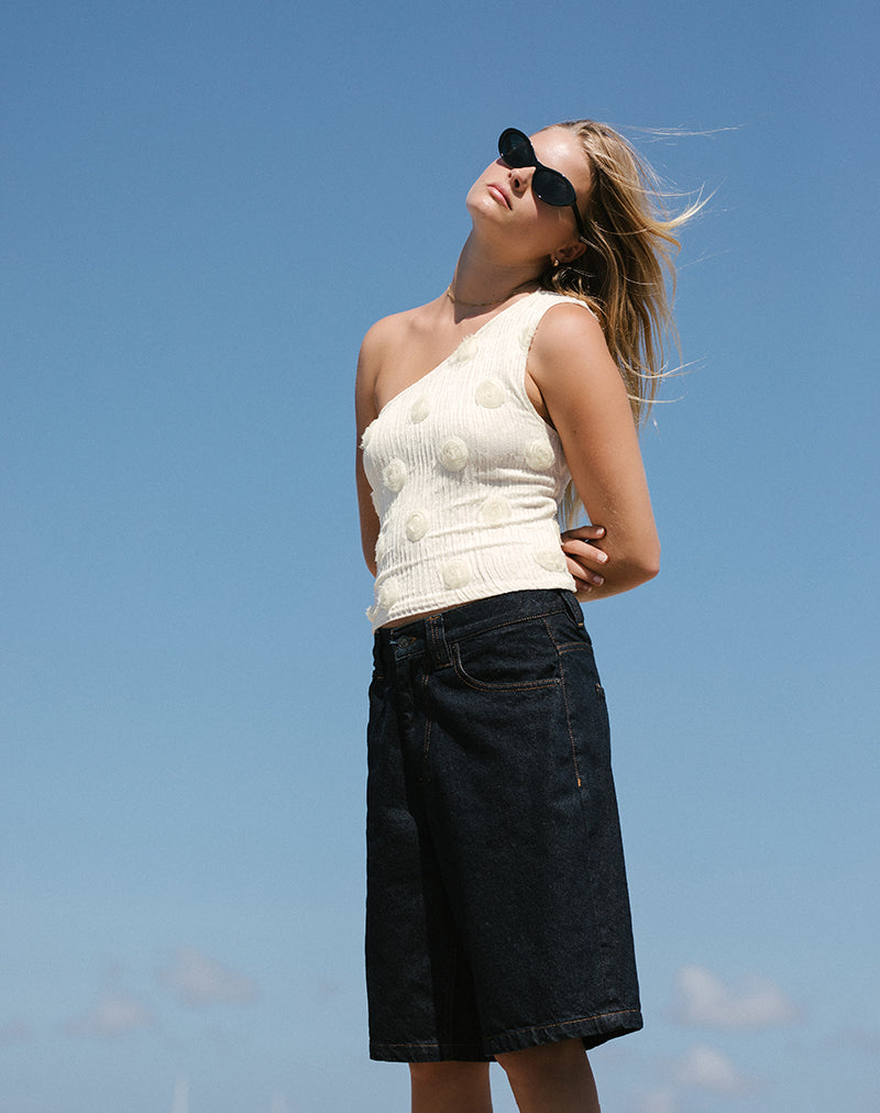 image de Moira One Shoulder Top in Textured Rose Ivory