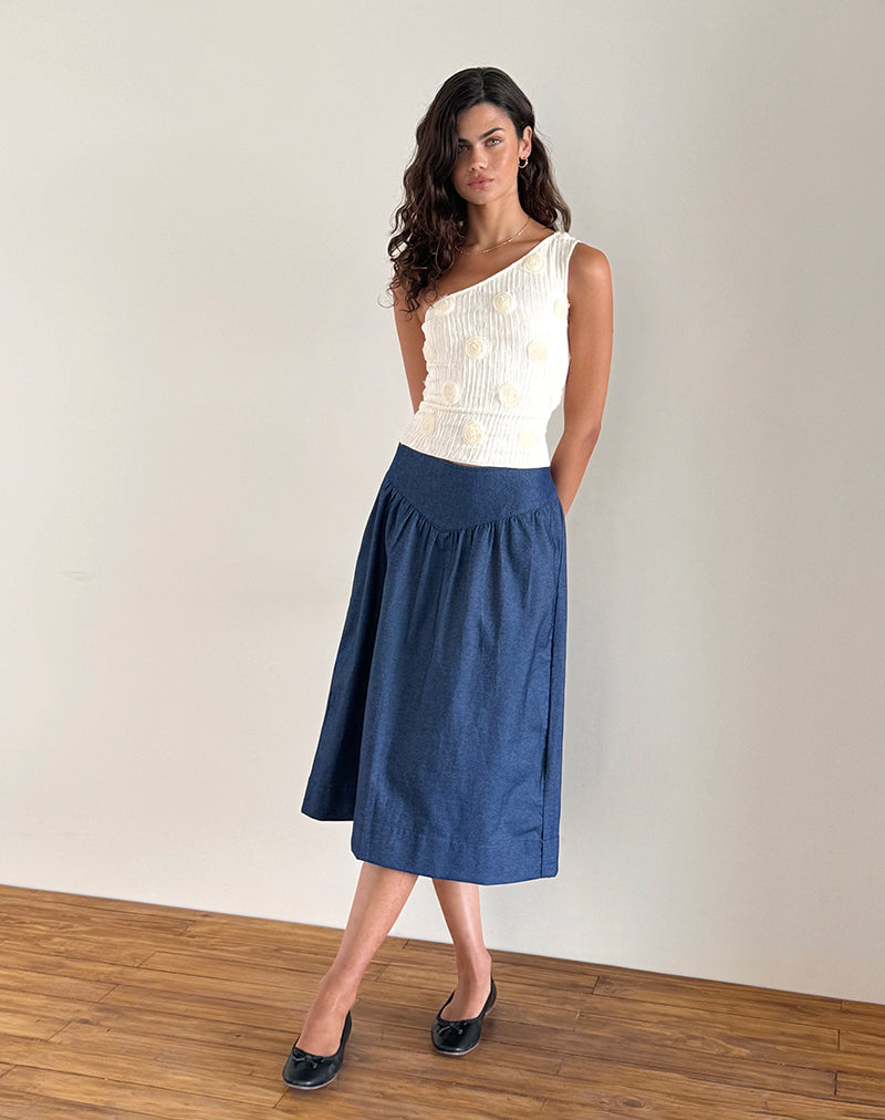 image de Moira One Shoulder Top in Textured Rose Ivory