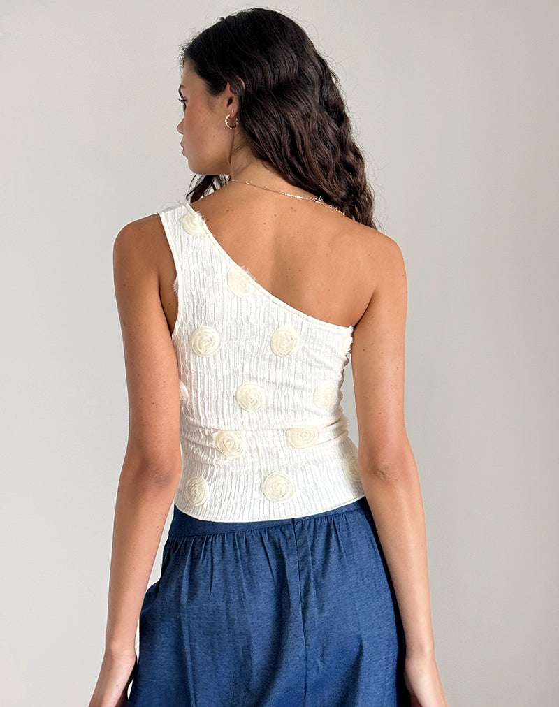 image de Moira One Shoulder Top in Textured Rose Ivory