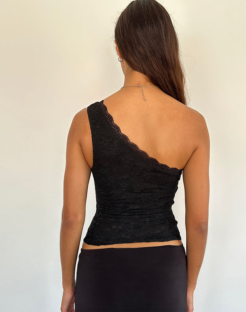 Image de Moira One Shoulder Lace Top in Black