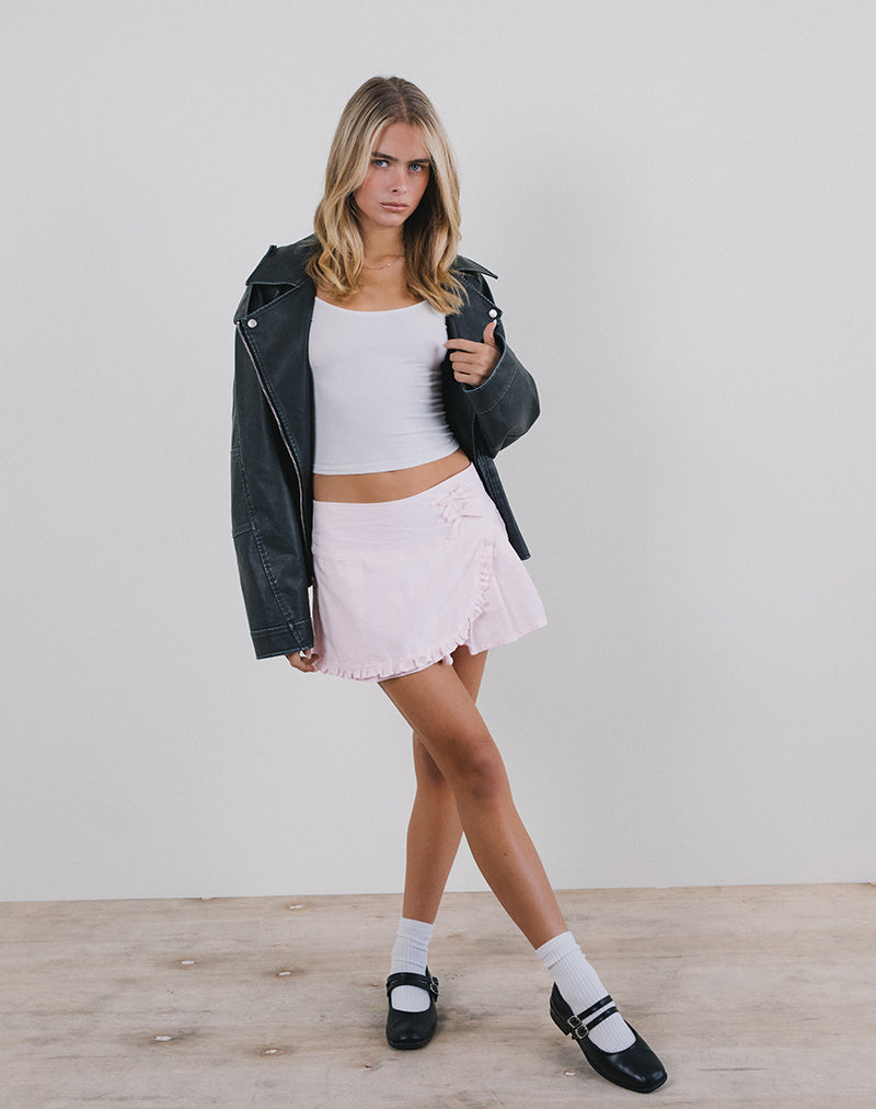 Image de la mini-jupe enveloppante Monana, rose clair