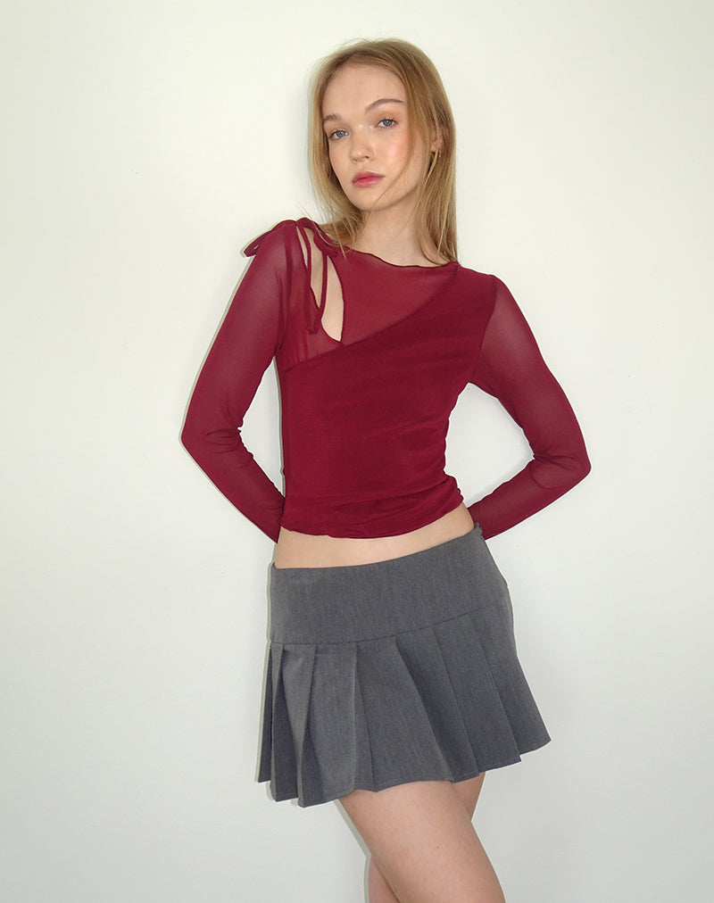 Monari Long Sleeve Top in Mesh Burgundy (Top à manches longues en maille)