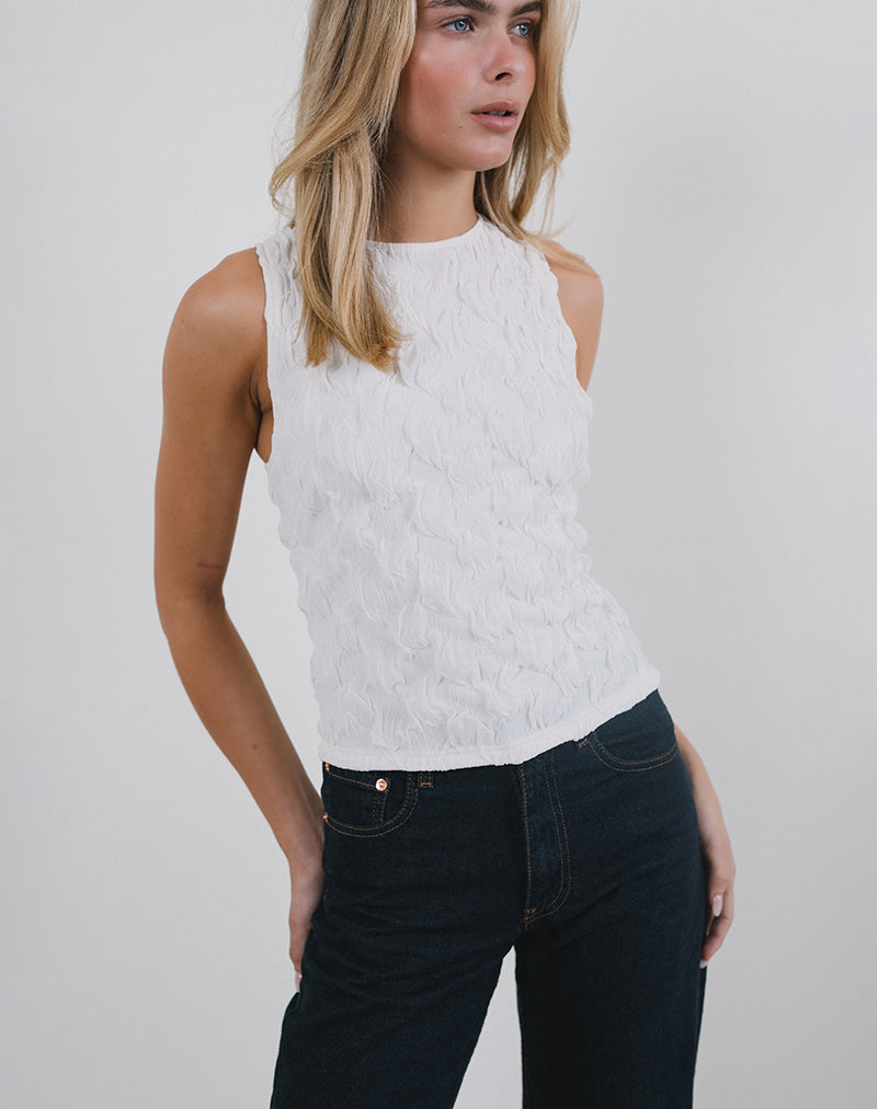 Monelo - Top gilet en maille texturée - Blanc