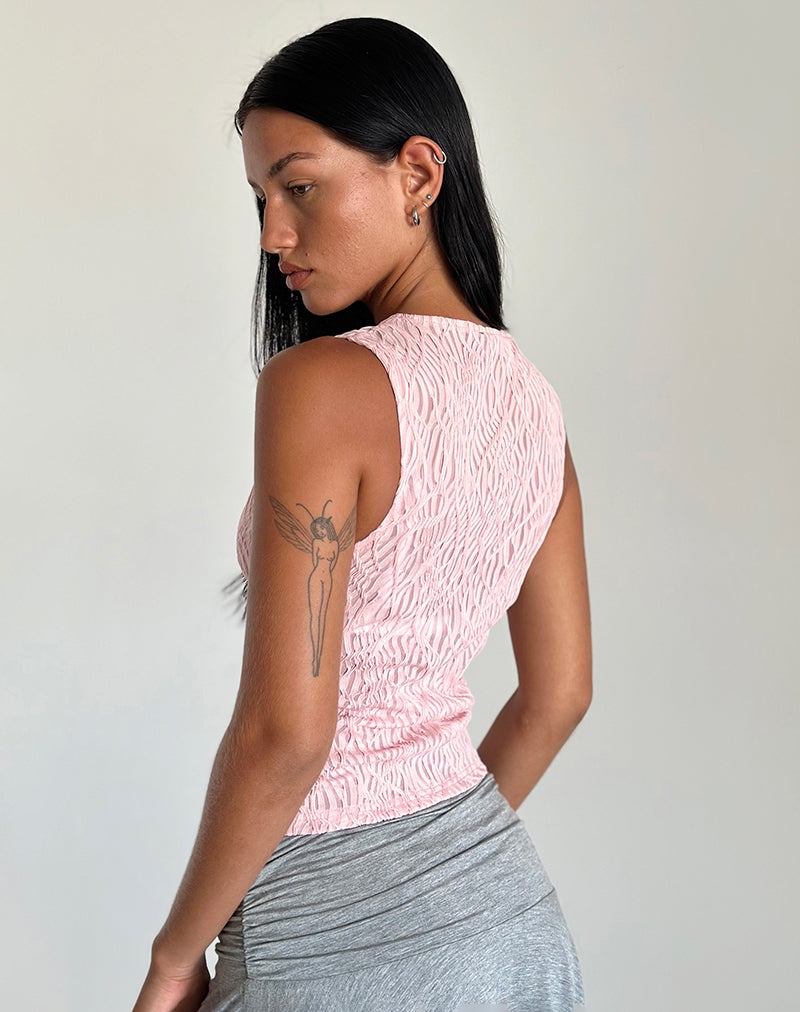 Image de Monelo Top en maille texturée, rose transparent