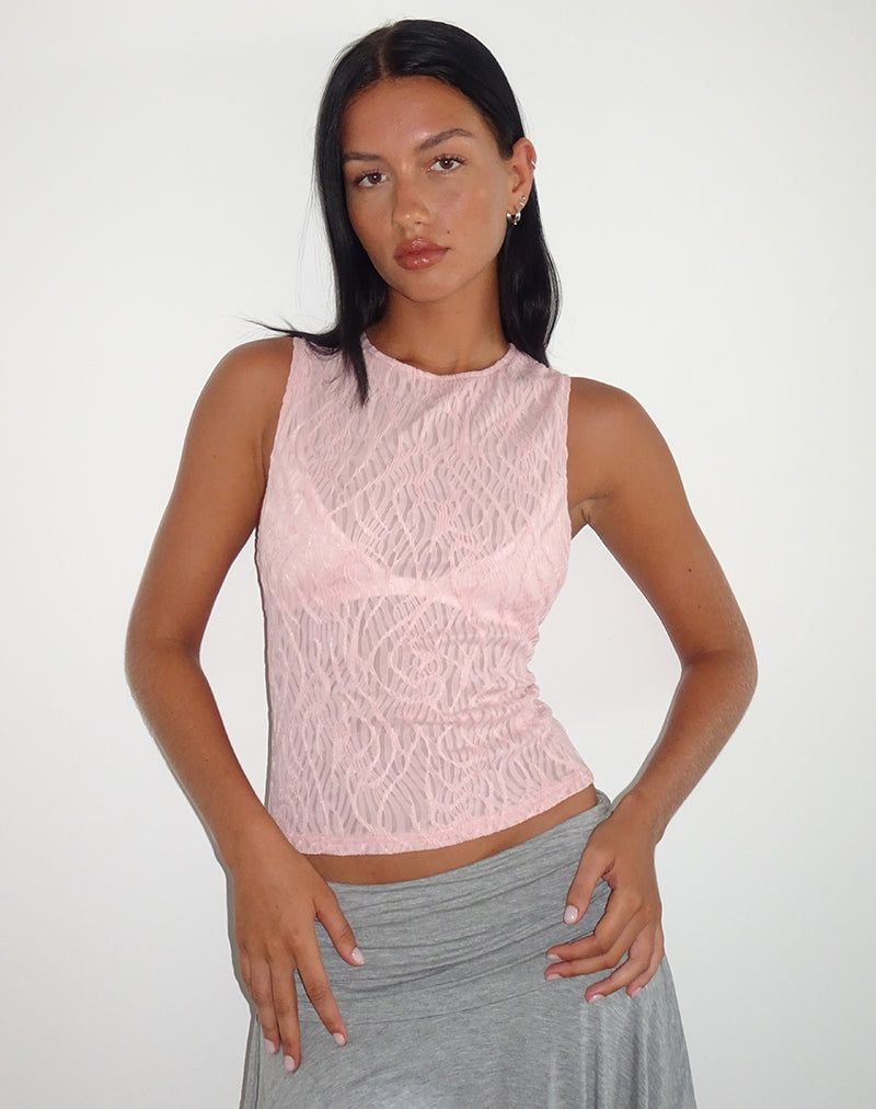 Monelo - Top en maille texturée - Rose transparent