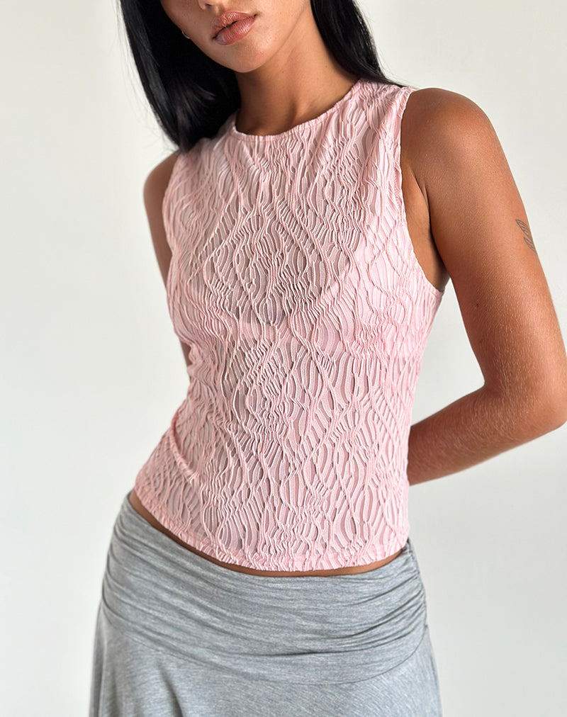 Monelo - Top en maille texturée - Rose transparent