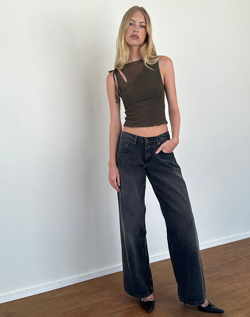 Image de Moni Tie Tank Top in Mesh Khaki