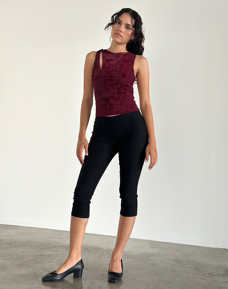 Image de Moni Vest Top in Botanical Flower Maroon