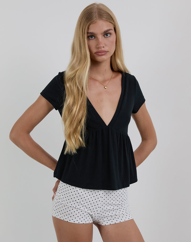 Image de Monia Plunge Top in Pointelle Black