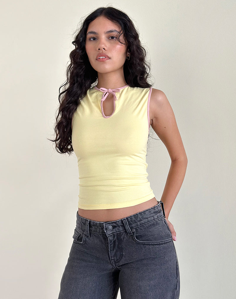 Top Monsela en Buttermilk avec reliure Ballet Pink