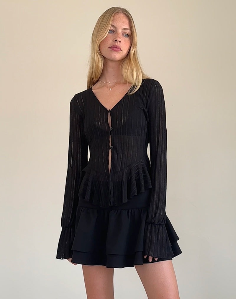 Image de Morgana Cardigan en tricot flûte en noir