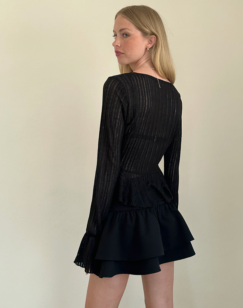 Image de Morgana Cardigan en tricot flûte en noir