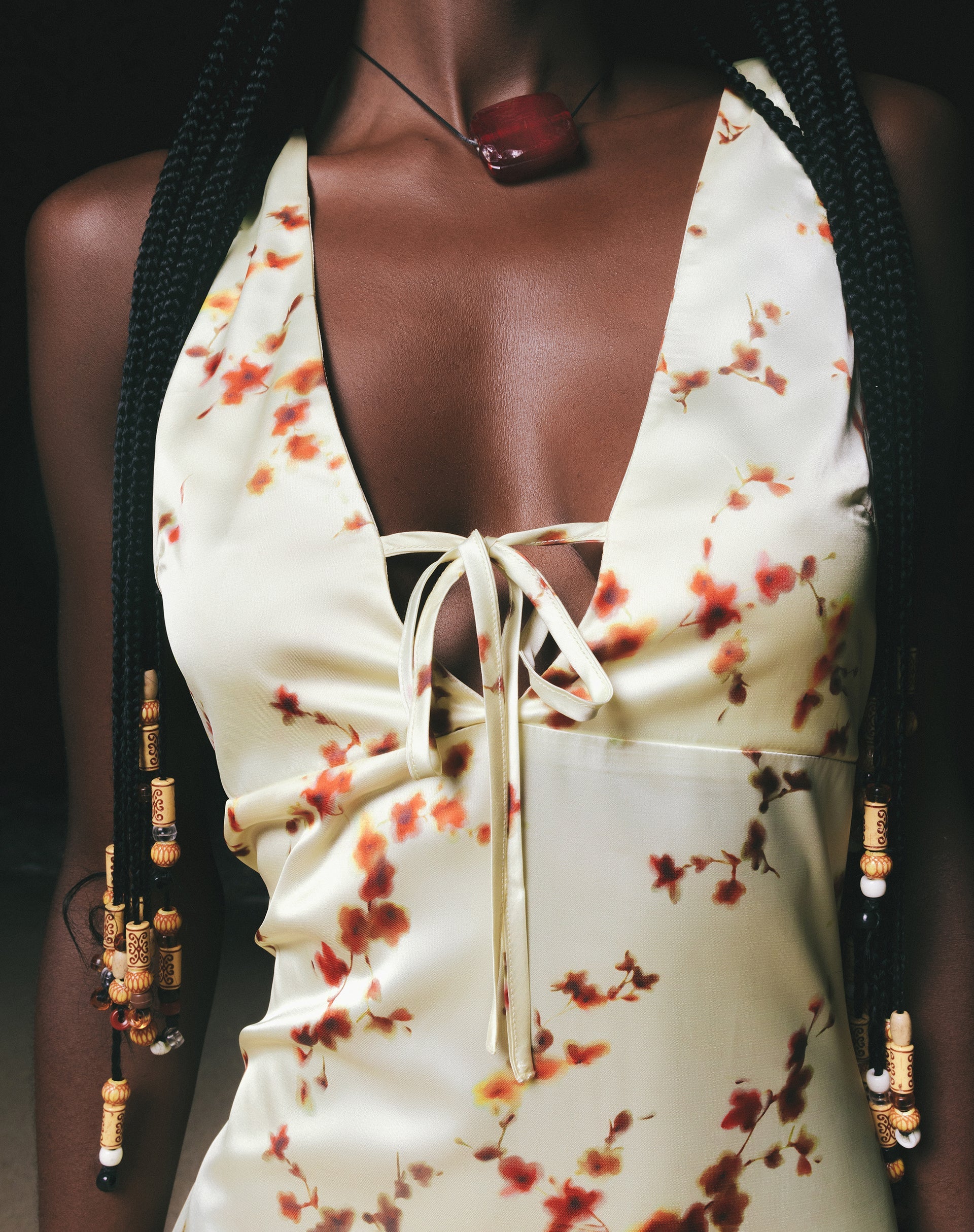 Image de Lasanda Maxi Satin Dress in Bohemian Floral Yellow