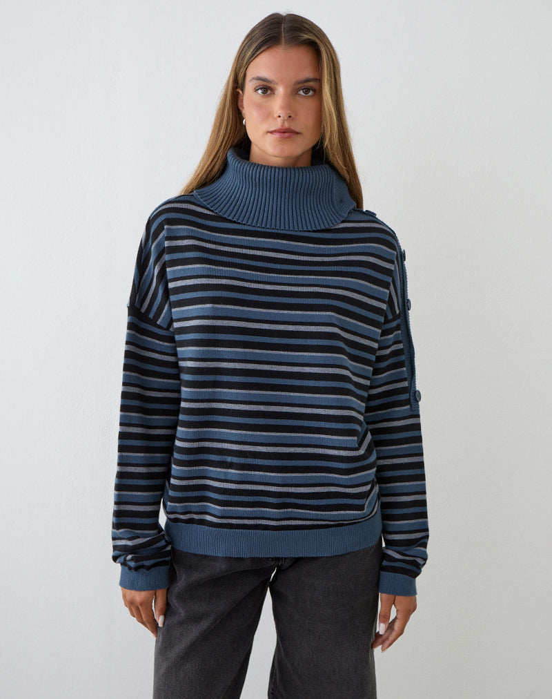 Image du pull Muniar en tricot rayé bleu gris