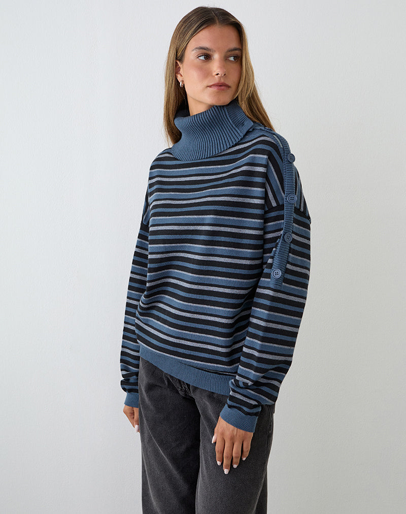 Image du pull Muniar en tricot rayé bleu gris