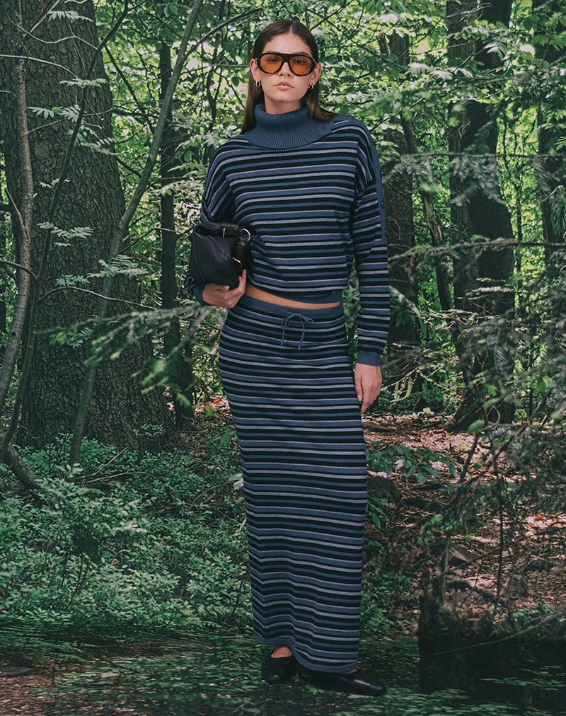 Image du pull Muniar en tricot rayé bleu gris