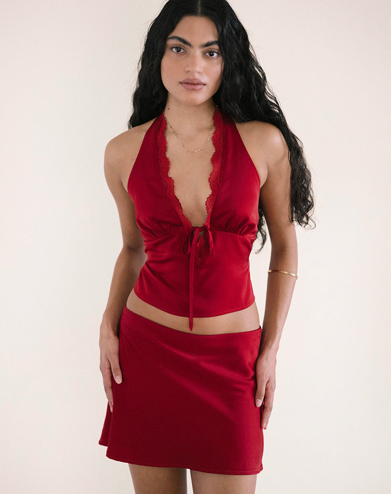 Image de la mini-jupe Nidya Aline, rouge foncé