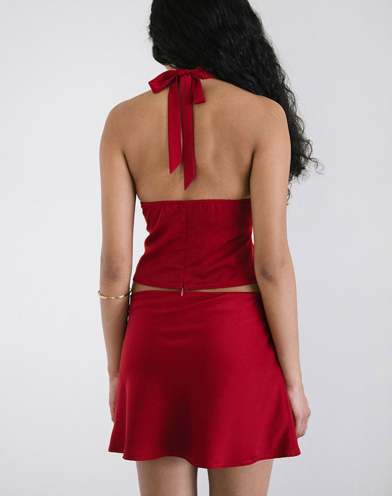 Image de la mini-jupe Nidya Aline, rouge foncé