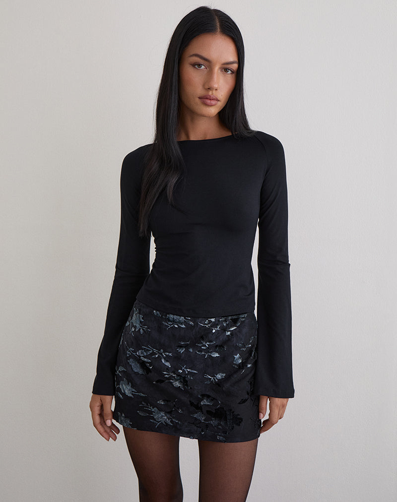Image de Muzan Long Sleeve Top in Jersey Black