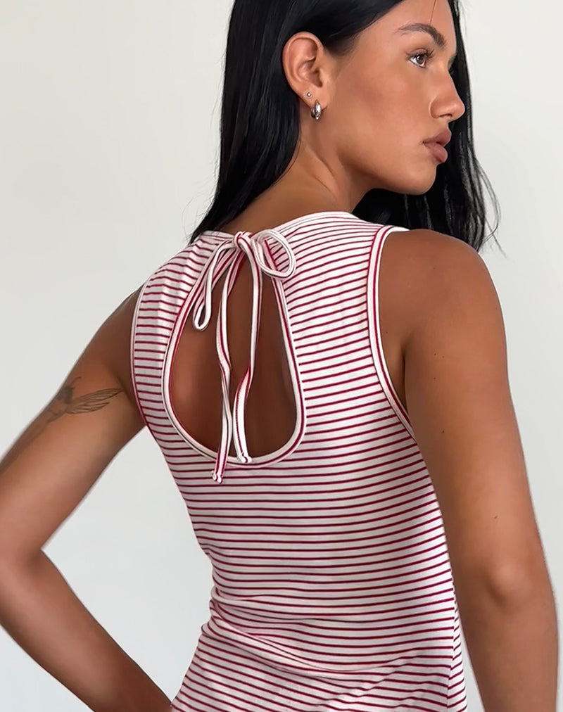 Image de Muzuki Mini robe en jersey à rayures rouges et blanches