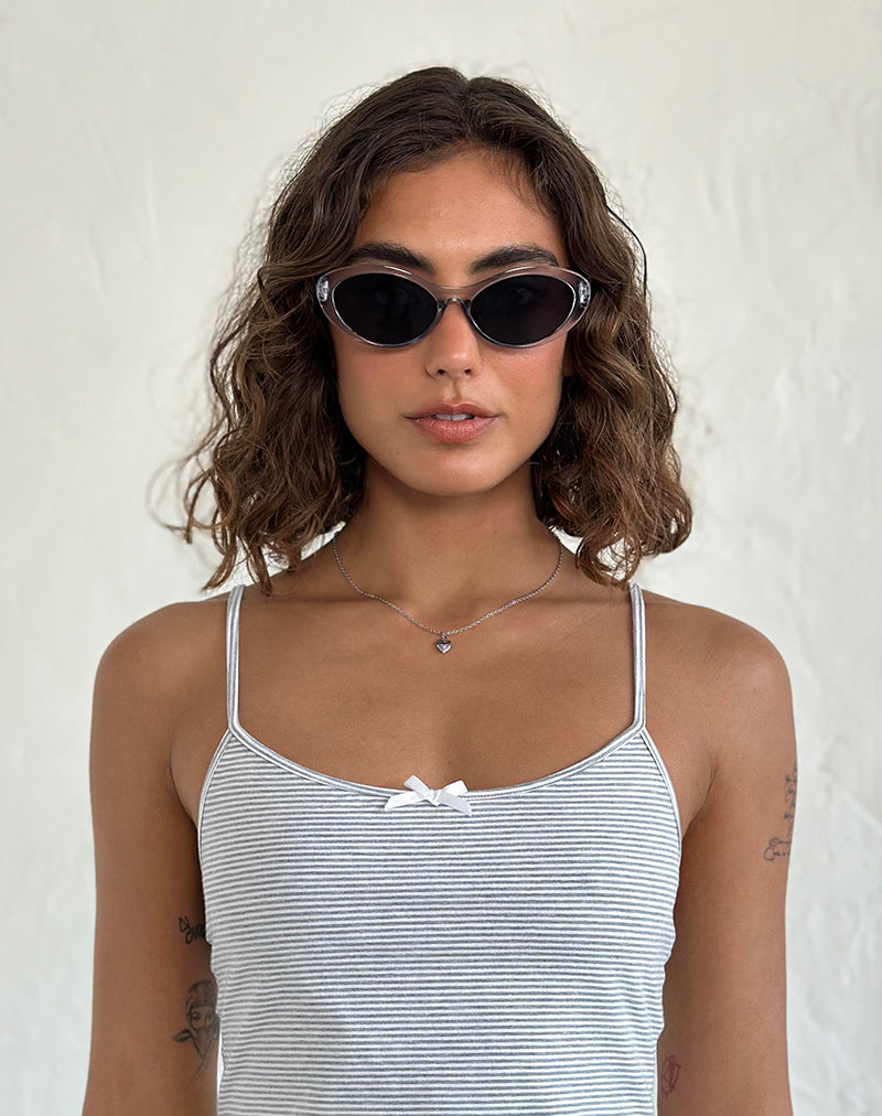 Lunettes de soleil ovales Mydas en argent opaque