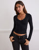 Image de Myoga Studded Scoop Long Sleeve Top in Black