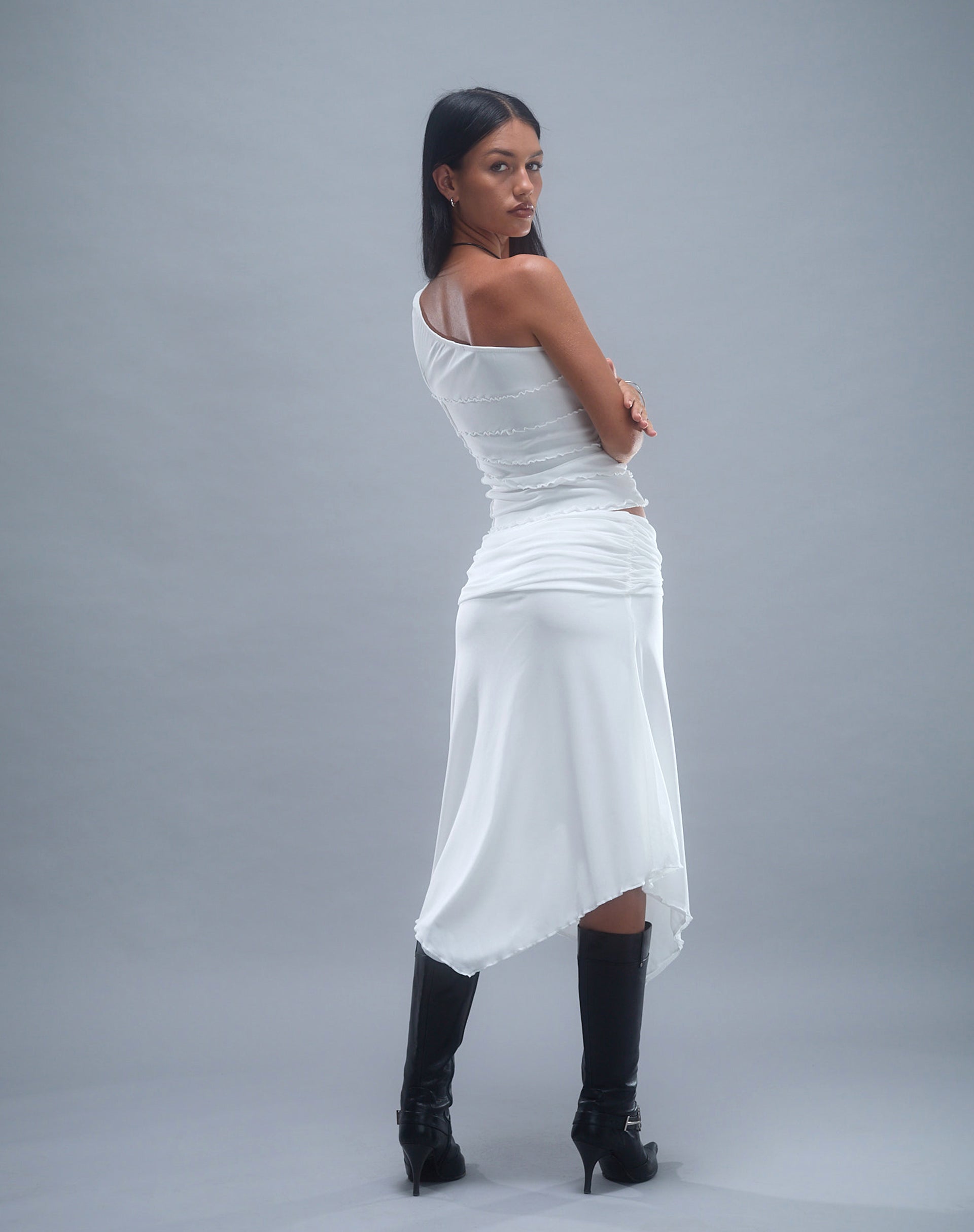 Image de Chenoa Midi Side Split Skirt in Ivory