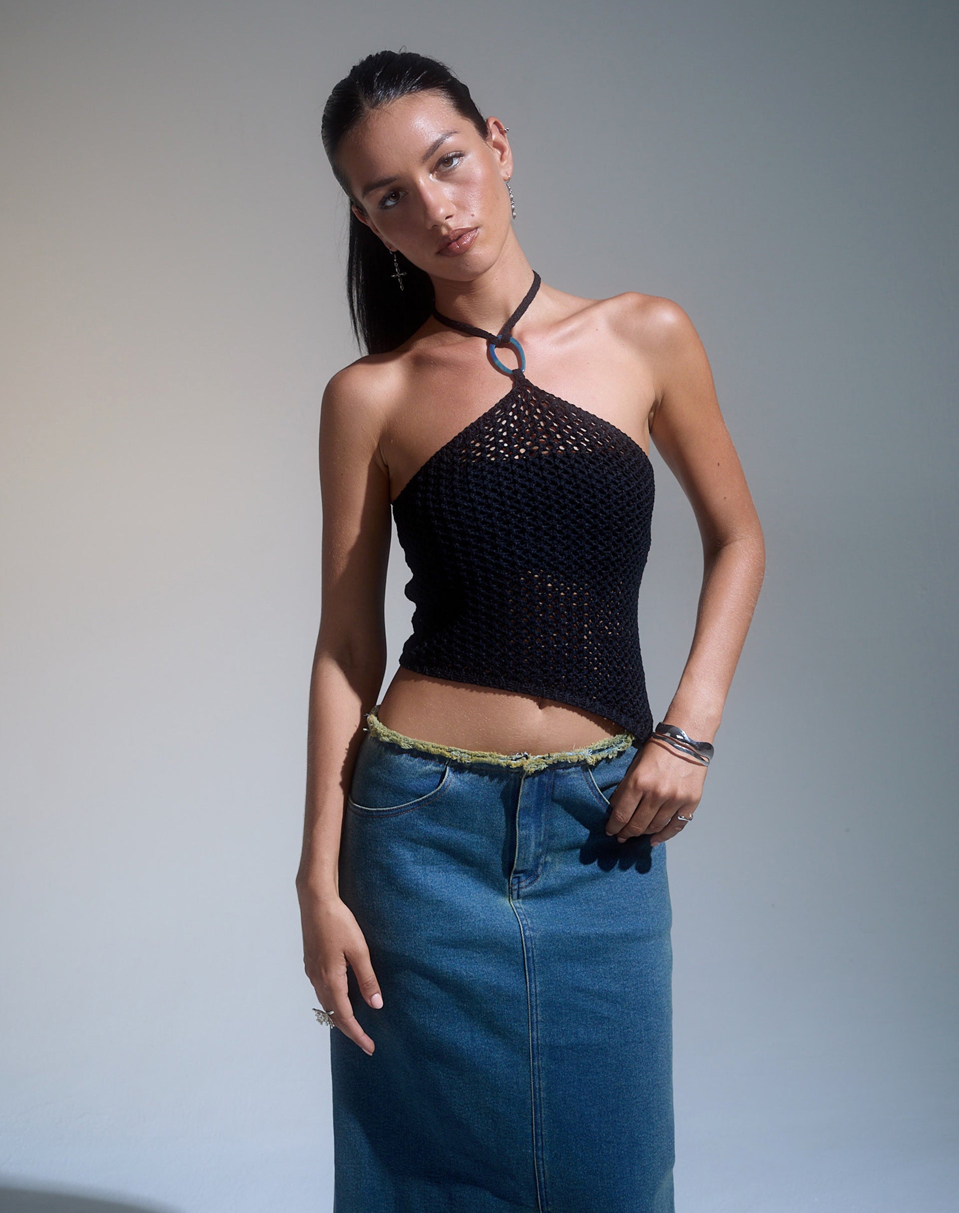 Image de Royani Halterneck Top in Black Knit