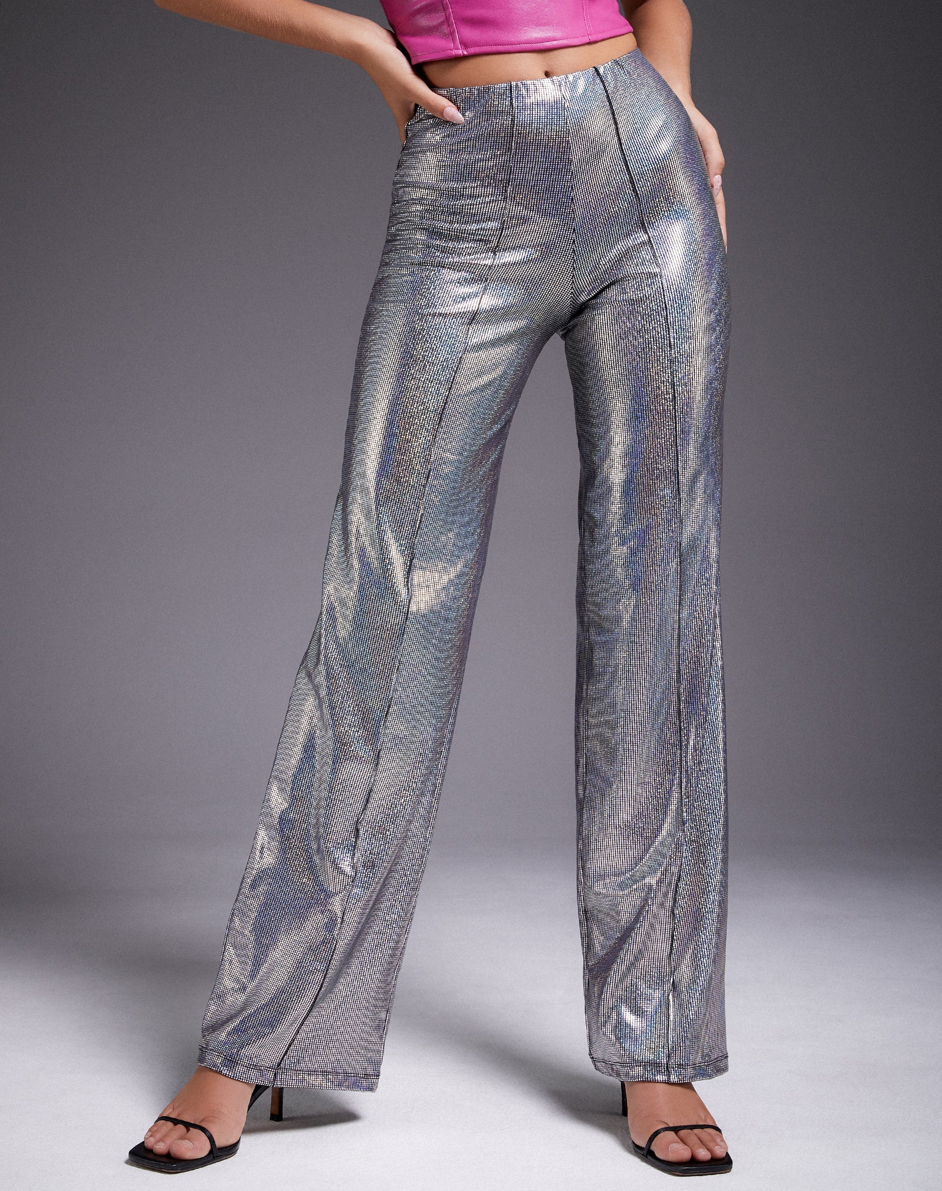 Image du pantalon Pista en argent holographique