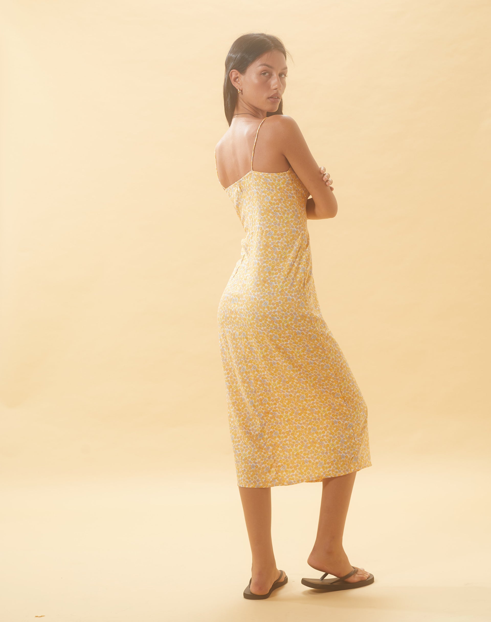 Image de Cessilie Midi Dress in Flower Garden Yellow