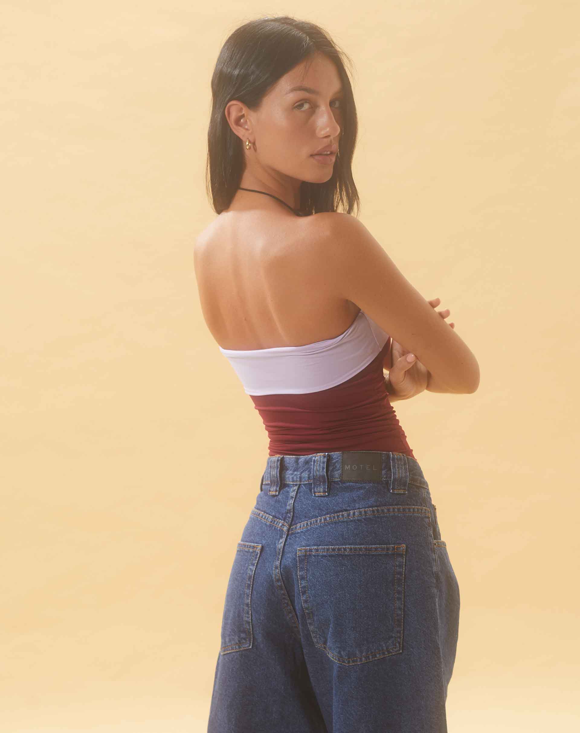 Image de Brylee Bandeau Crop Top in Wine Lilac