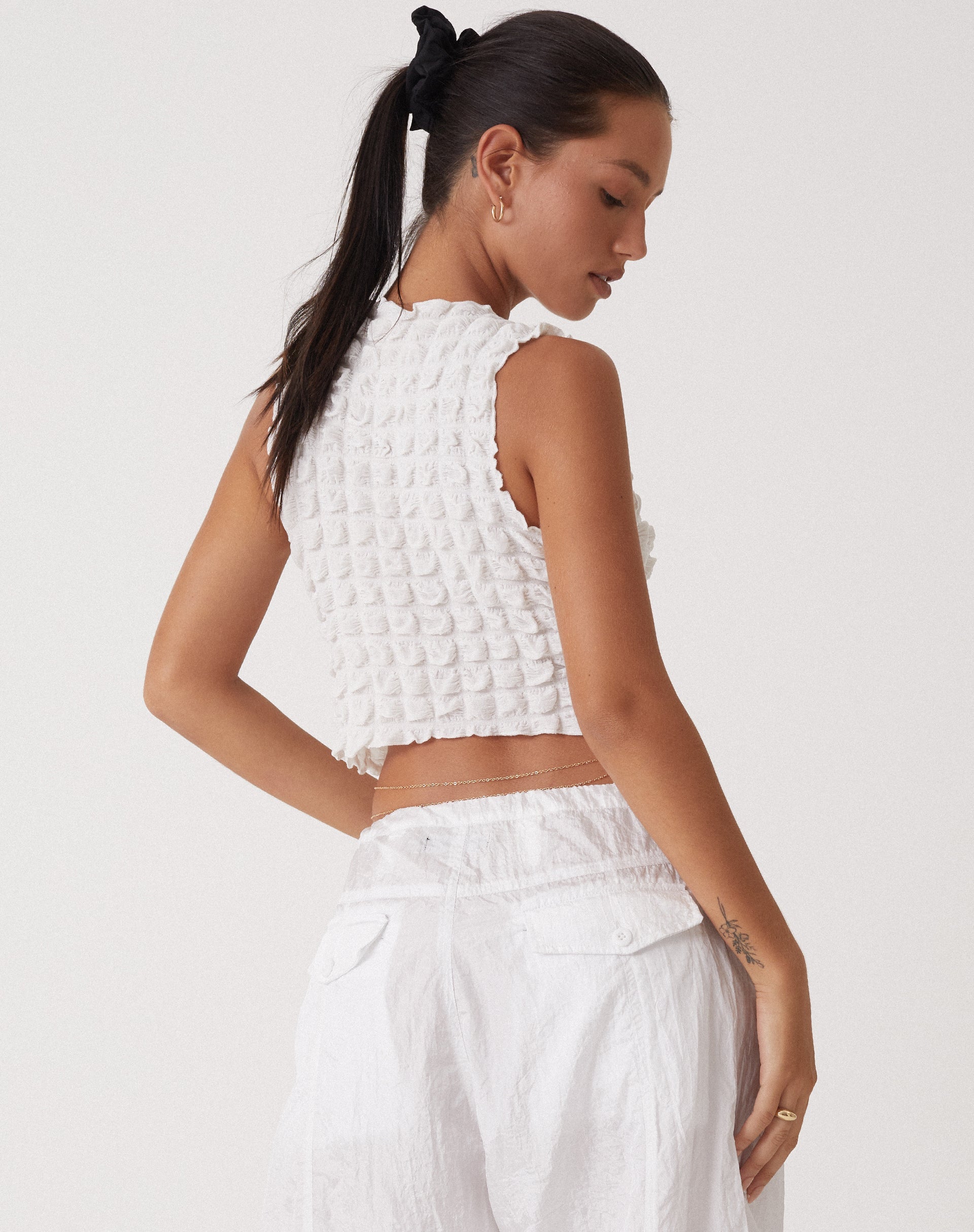 Image de MOTEL X OLIVIA NEILL Top découpé Nolan en jersey bulle True White