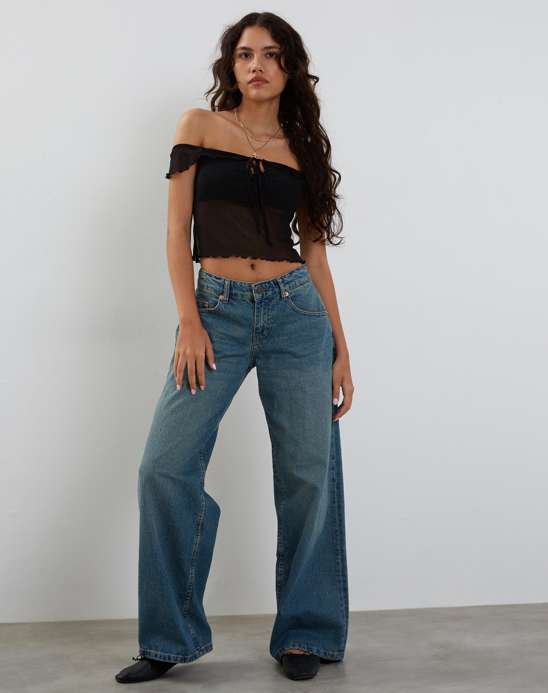 Image de Nabil Bardot Top in Mesh Black