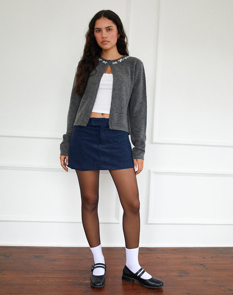 Image de la mini-jupe Nadya en Babycord Ink Blue