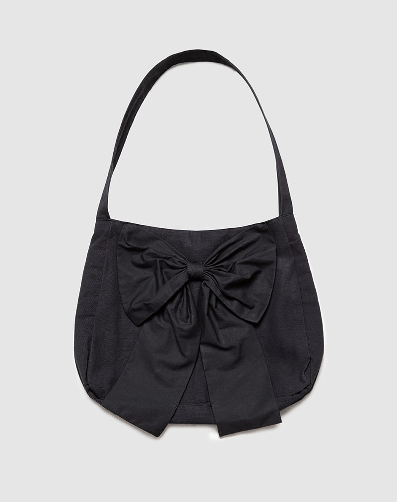 Image du sac Nagi en noir avec nœud noir