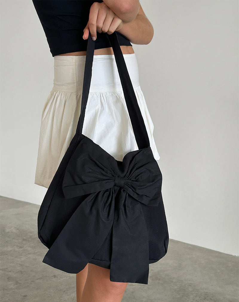 Image du sac Nagi en noir avec nœud noir