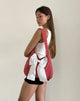 Image du sac Nagi en vichy rouge avec nœud blanc