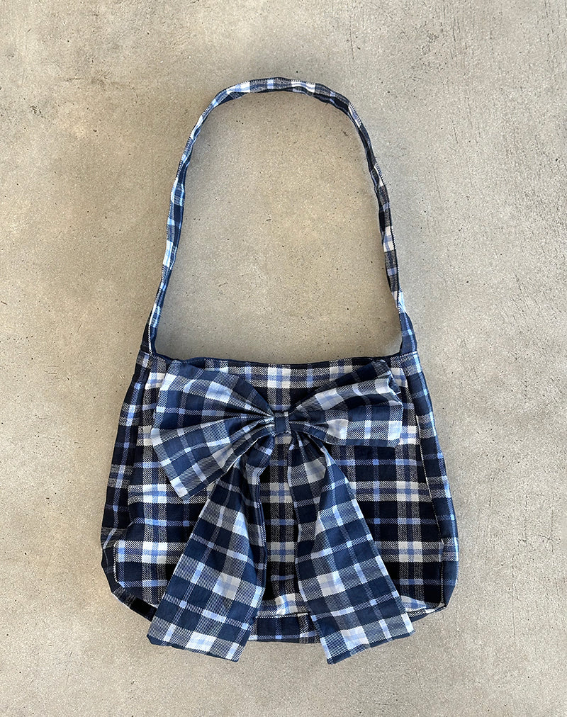 Image du sac Nagi en tartan bleu foncé