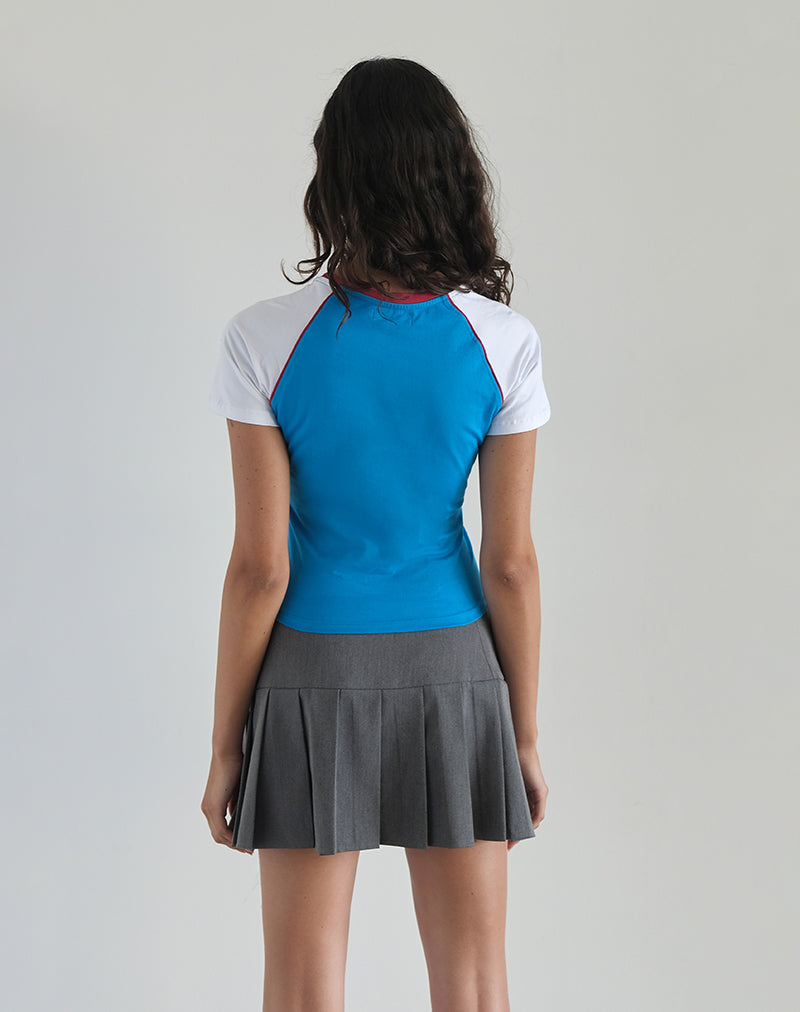 Image de Nagita Racer Top in Aqua Blue with Red Binding