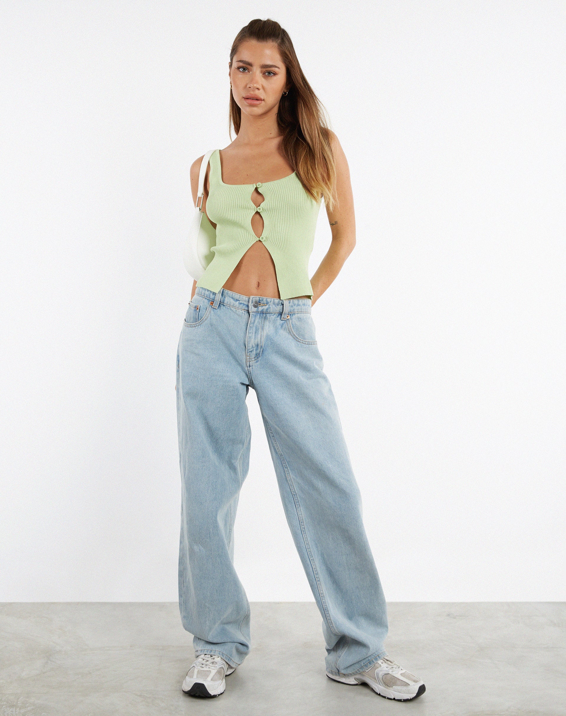 Image de MOTEL X JACQUIE Top Naini en tricot côtelé Pastel Lime