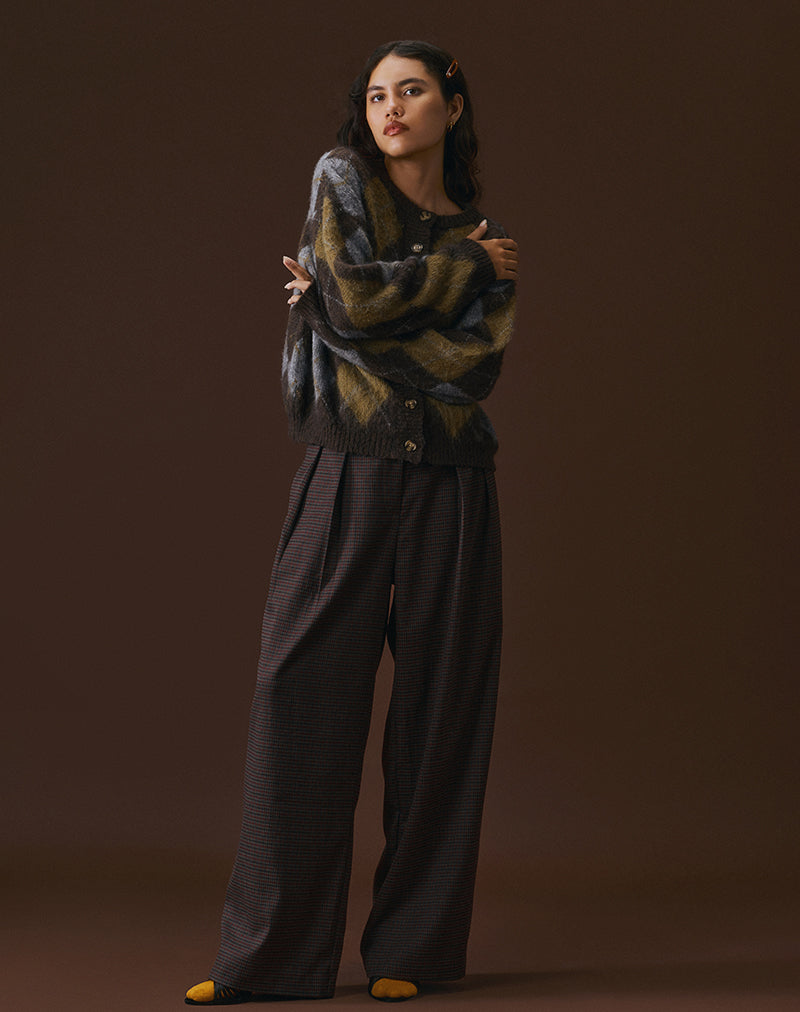 Pantalon Nala à carreaux épais tissés bleu et rouge