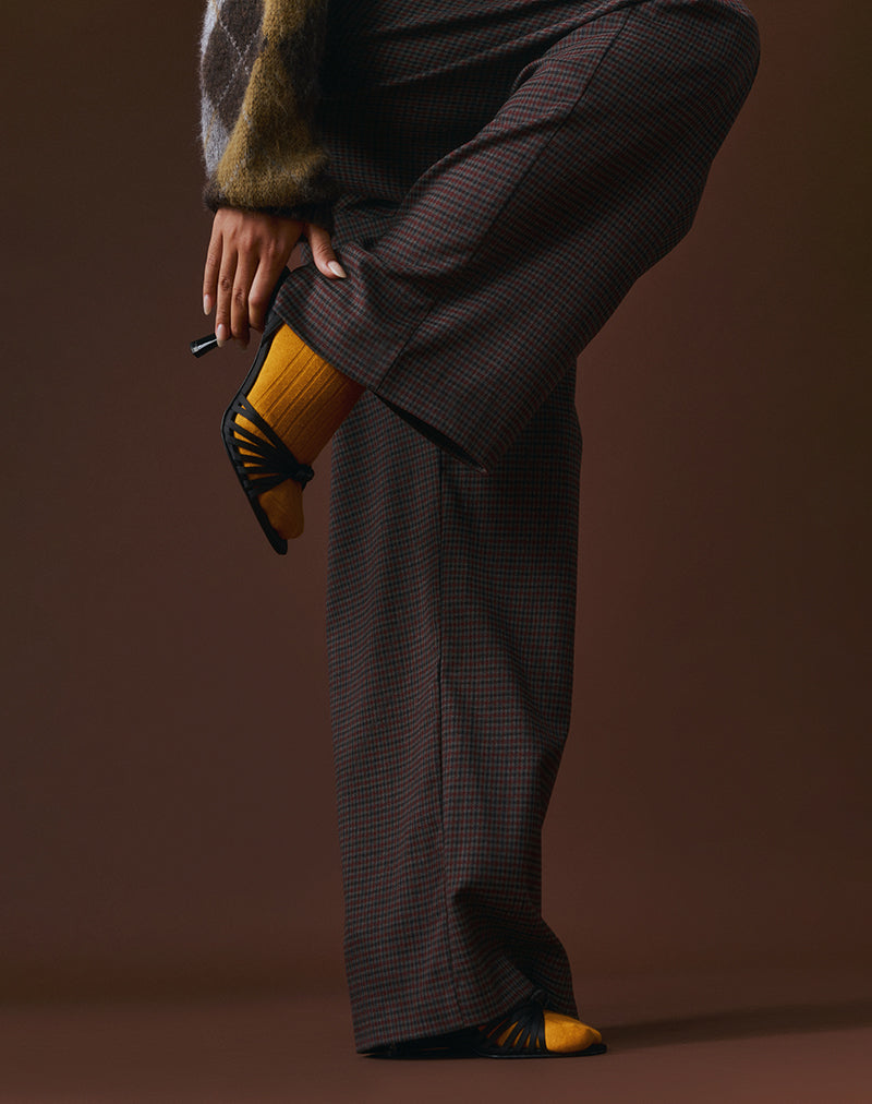 Pantalon Nala à carreaux épais tissés bleu et rouge
