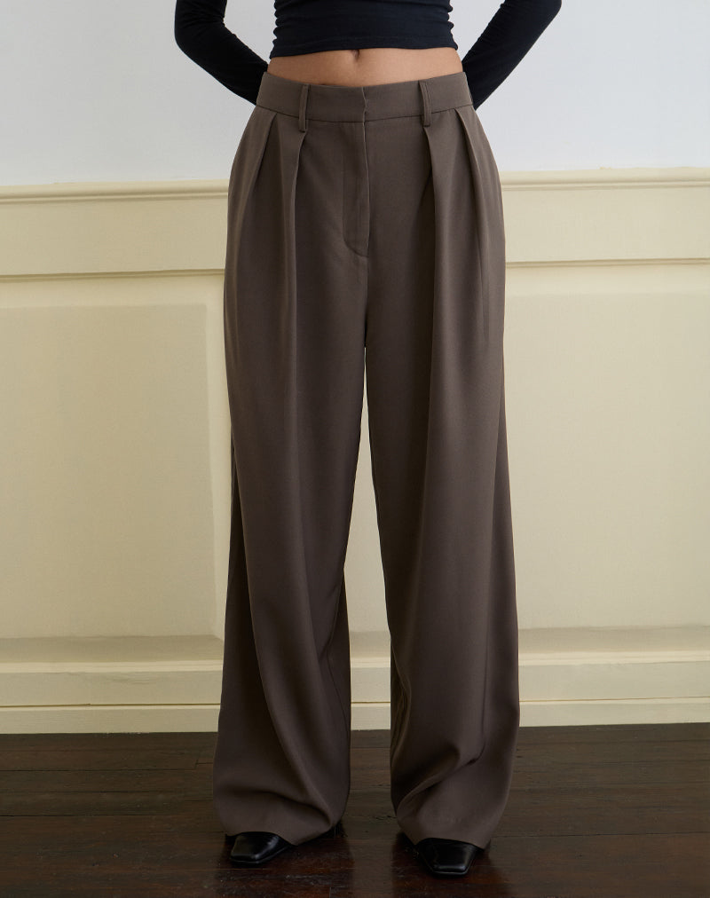 Image de Nala Pantalon à plis larges en tailleur Truffle