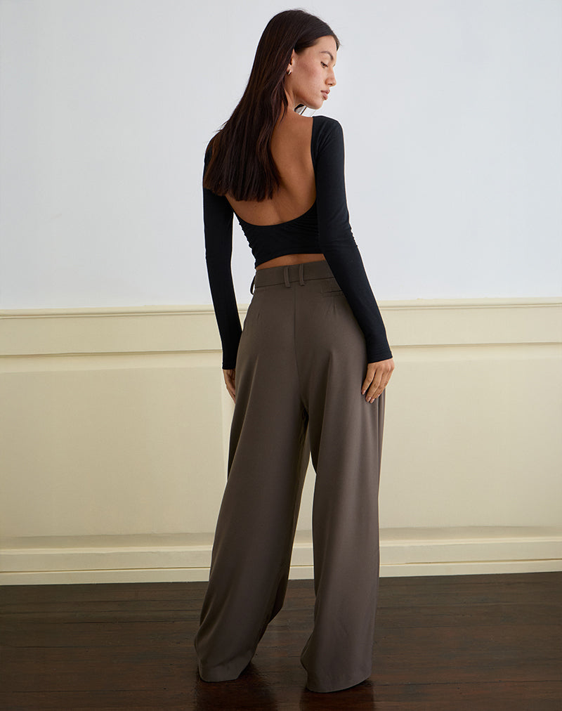 Image de Nala Pantalon à plis larges en tailleur Truffle