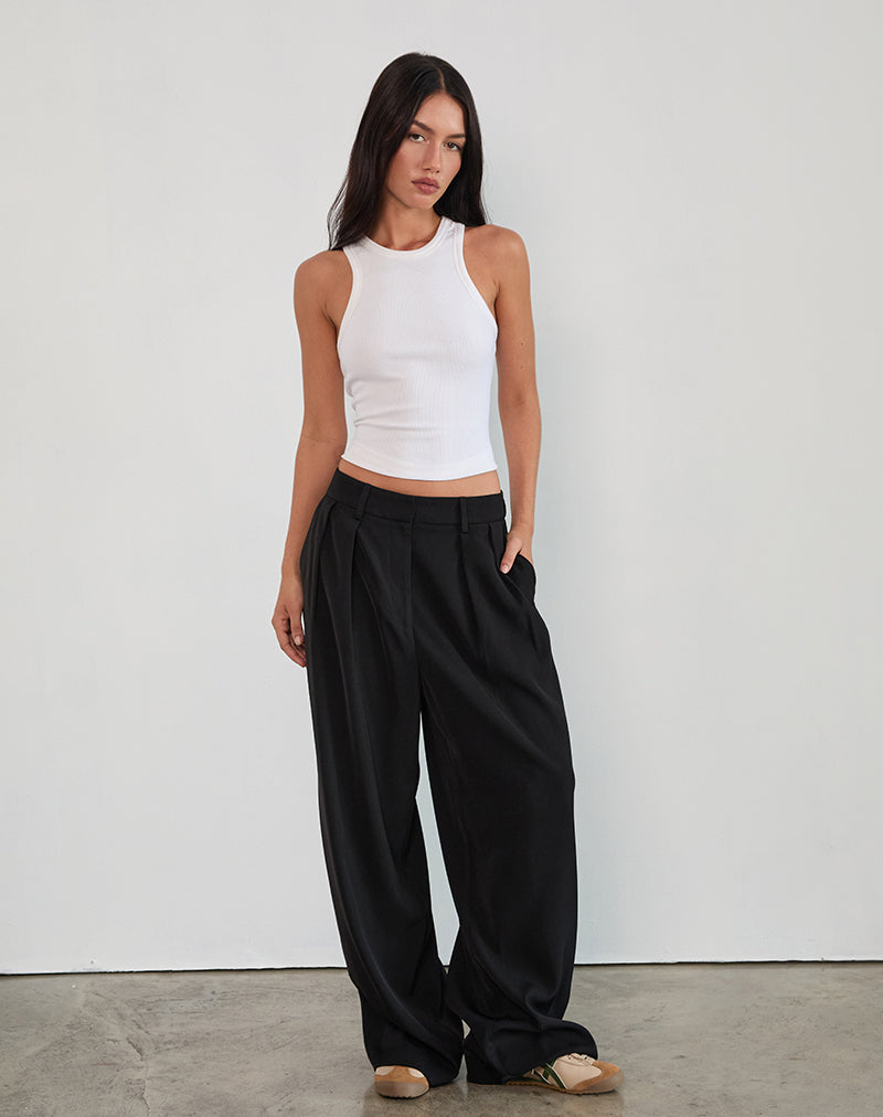 Pantalon à plis Nala en tailleur noir