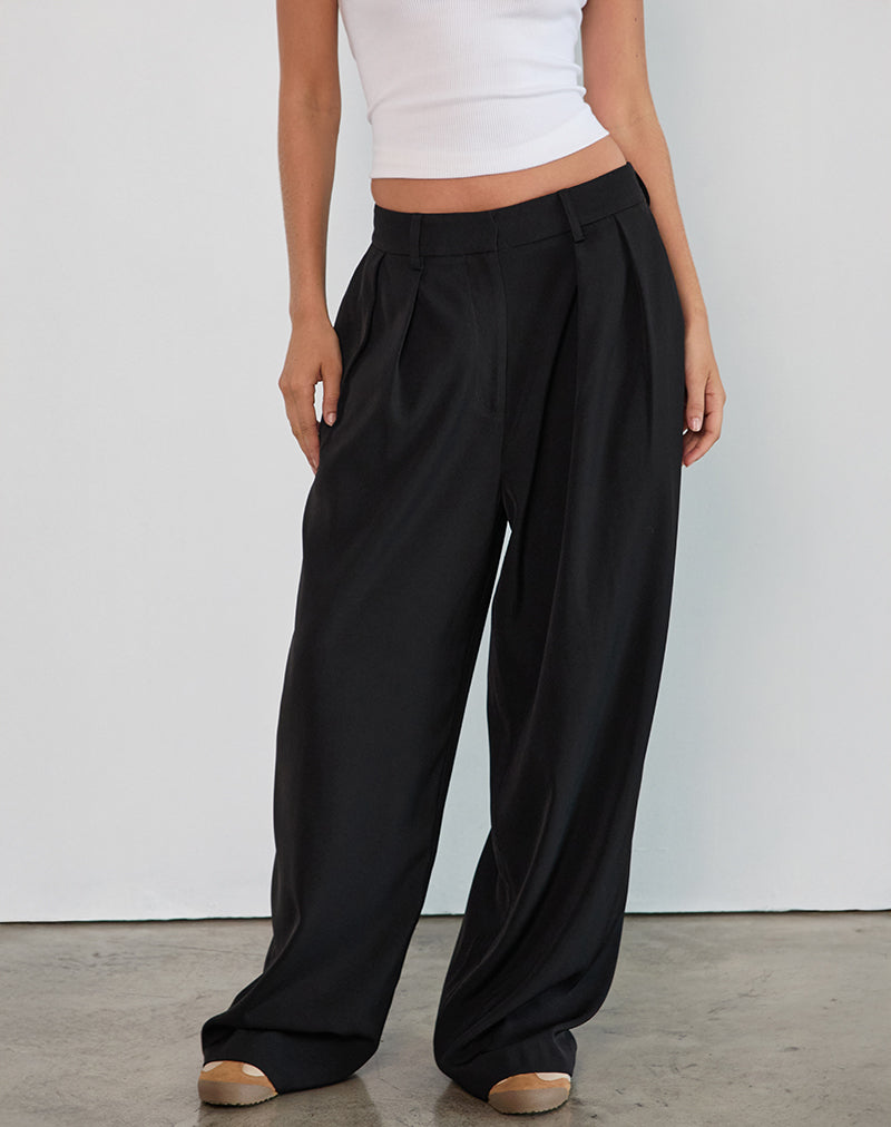 Pantalon à plis Nala en tailleur noir