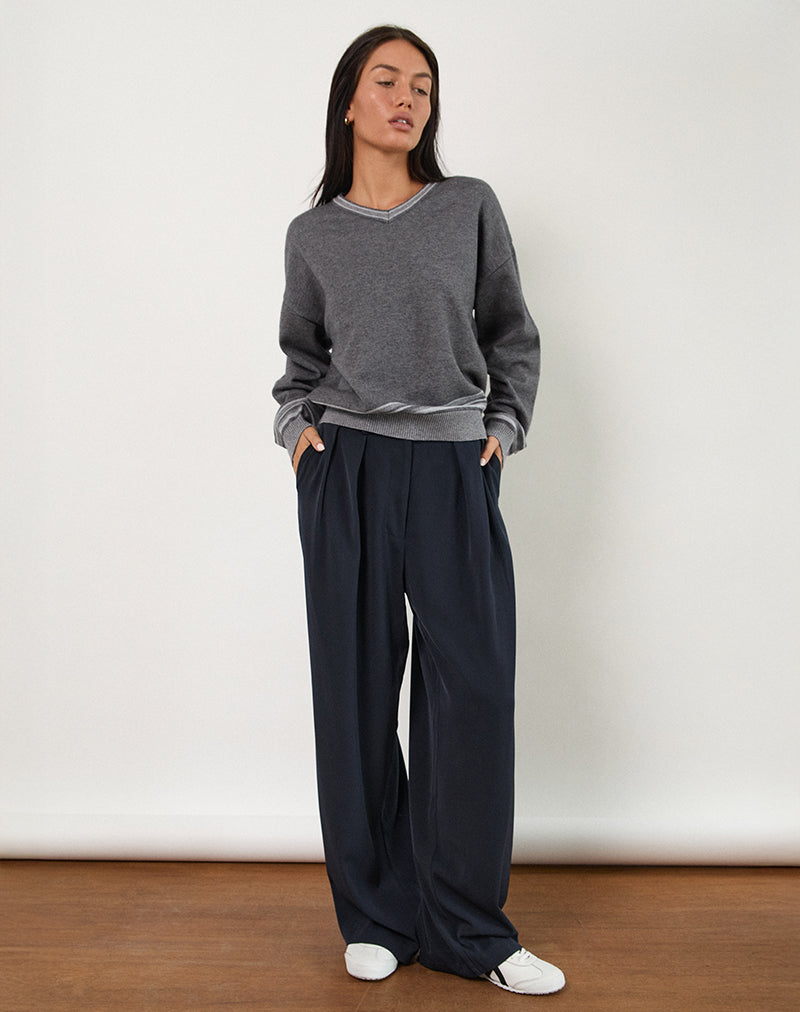 Image de Nala Wide Leg Pleated Trouser in Tailoring Navy