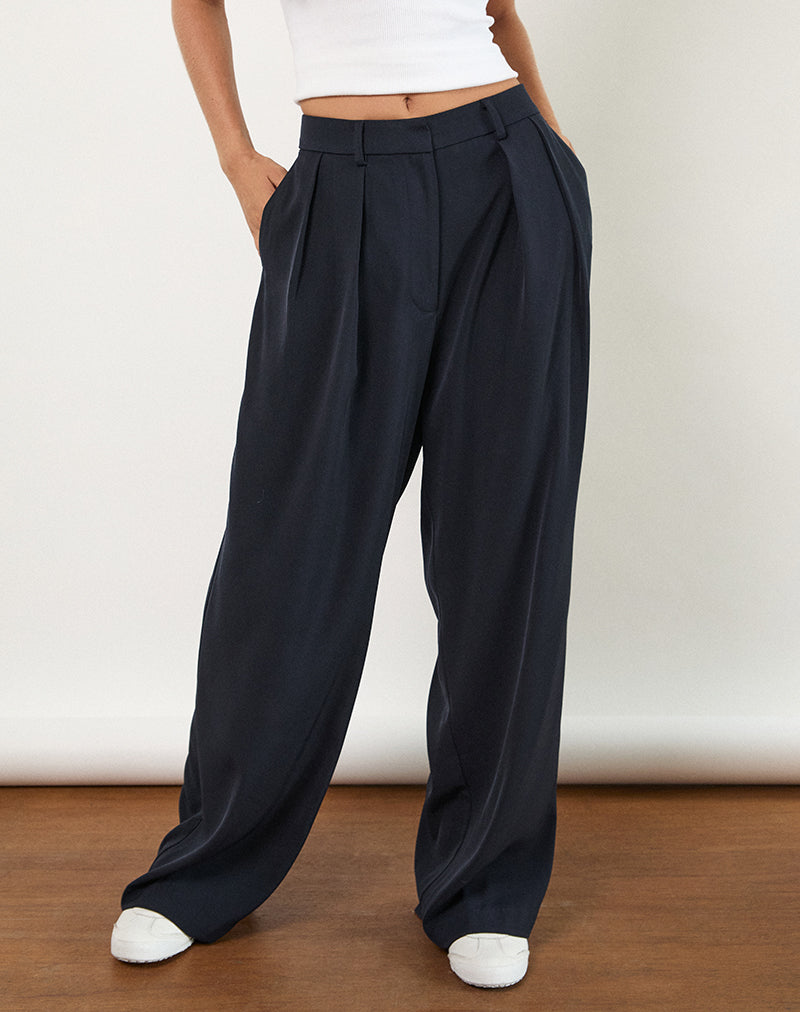 Pantalon plissé à jambe large Nala, Tailoring Navy