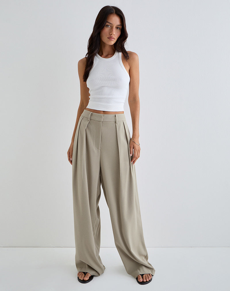 Image de Nala Pantalon à plis larges en taupe Tailoring