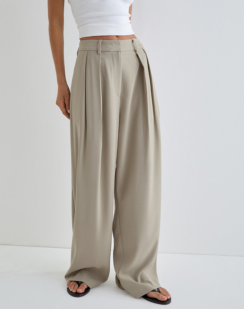 Image de Nala Pantalon à plis larges en taupe Tailoring